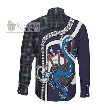 Rose Hunting Modern Tartan Long Sleeve Button Shirt with Epic Bagpipe Style