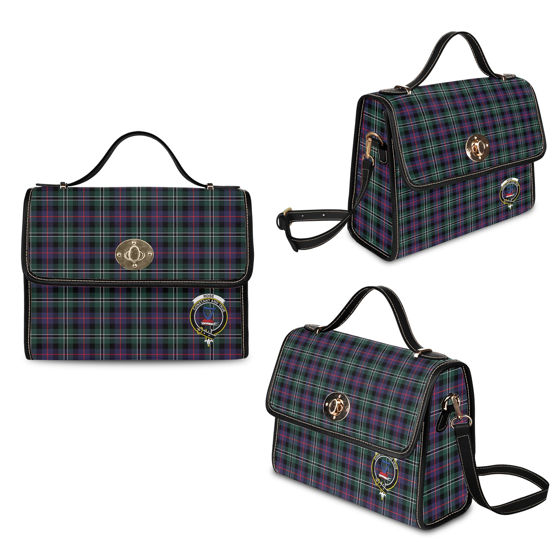 rose-hunting-modern-tartan-leather-strap-waterproof-canvas-bag-with-family-crest