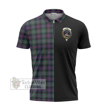 Rose Hunting Modern Tartan Zipper Polo Shirt with Family Crest and Half Of Me Style