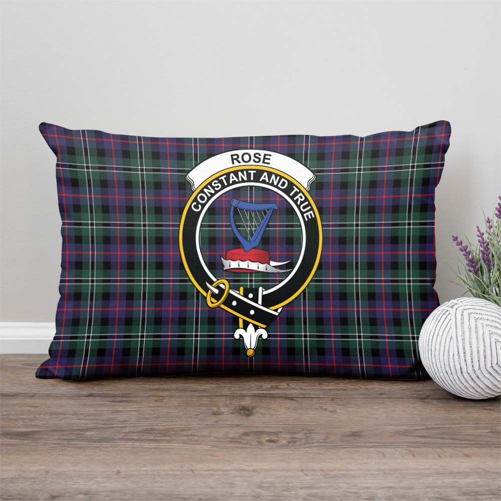 Rose Hunting Modern Tartan Pillow Cover with Family Crest Rectangle Pillow Cover - Tartanvibesclothing