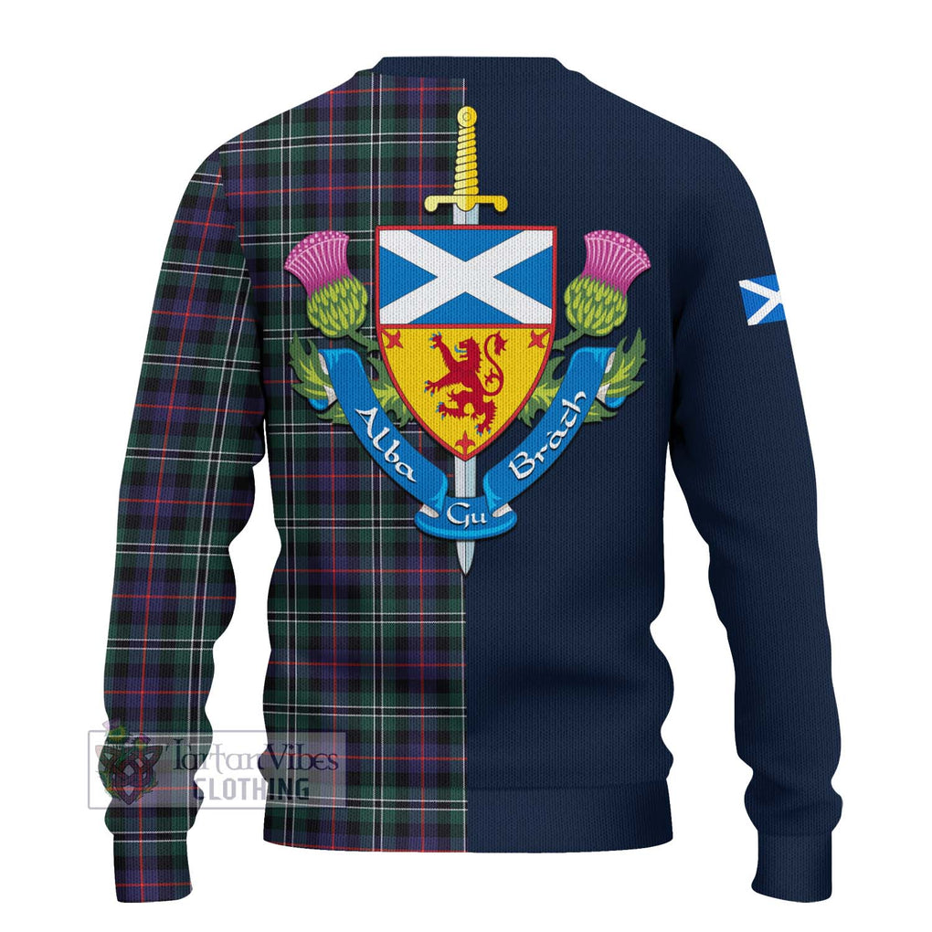 Tartan Vibes Clothing Rose Hunting Modern Tartan Knitted Sweater with Scottish Lion Royal Arm Half Style