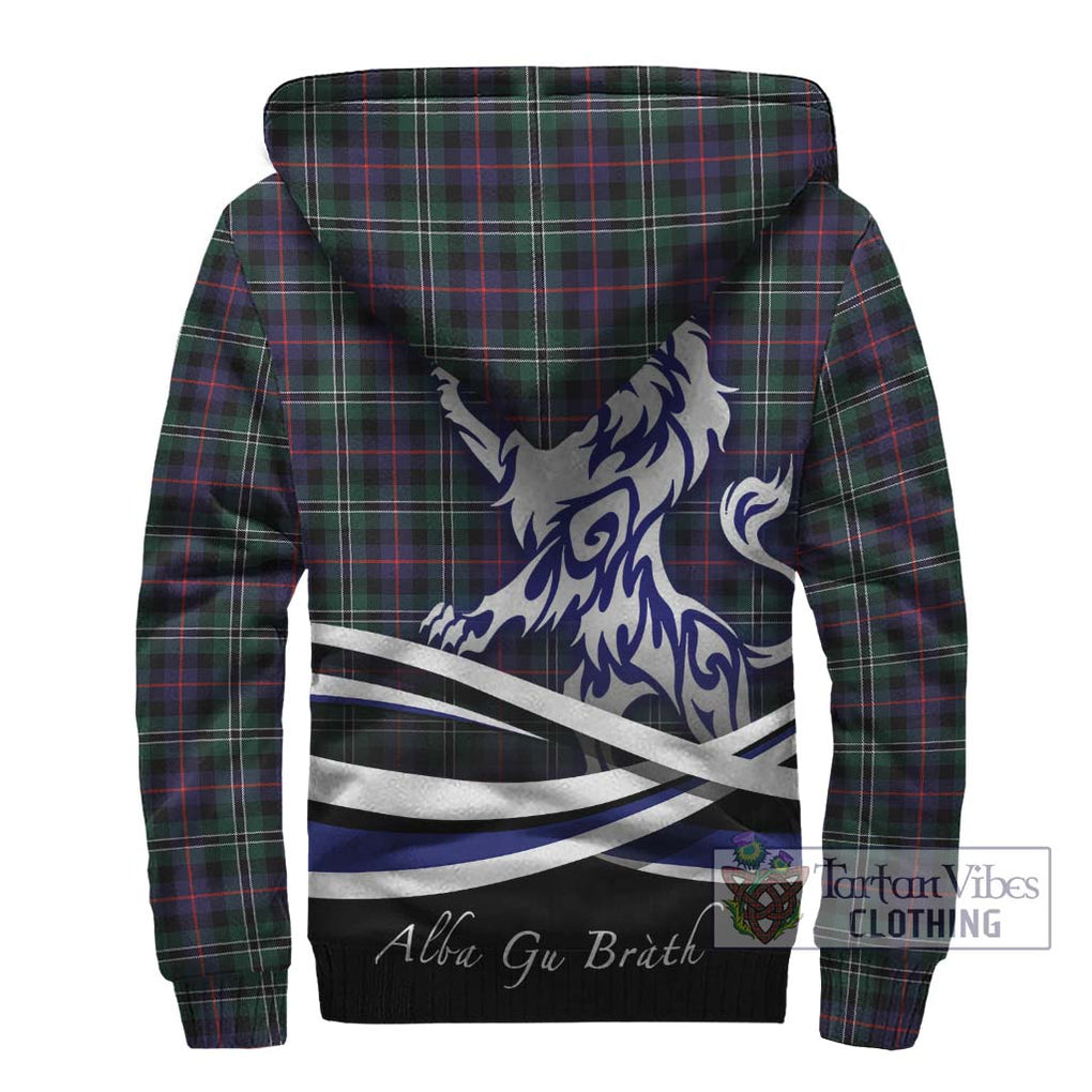 Rose Hunting Modern Tartan Sherpa Hoodie with Alba Gu Brath Regal Lion Emblem - Tartanvibesclothing Shop