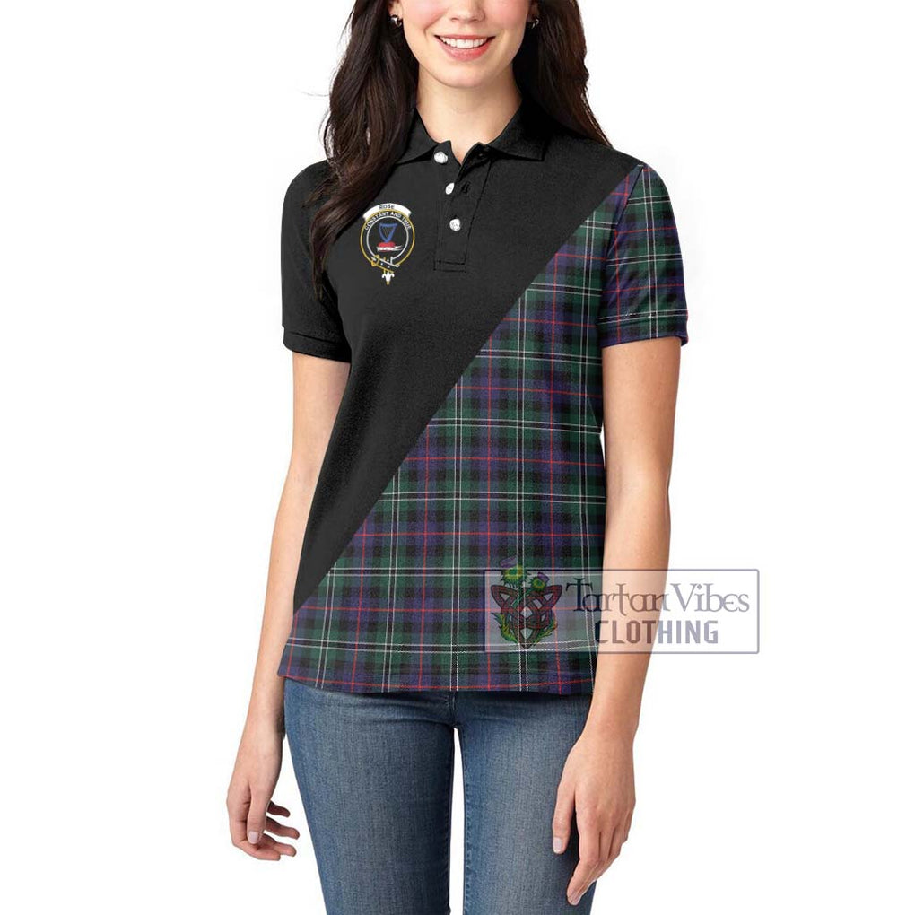 Rose Hunting Modern Tartan Women's Polo Shirt with Family Crest and Military Logo Style - Tartanvibesclothing Shop