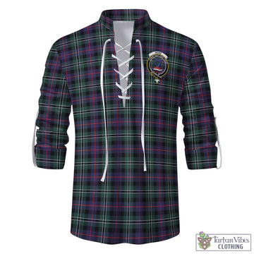 Rose Hunting Modern Tartan Men's Scottish Traditional Jacobite Ghillie Kilt Shirt with Family Crest