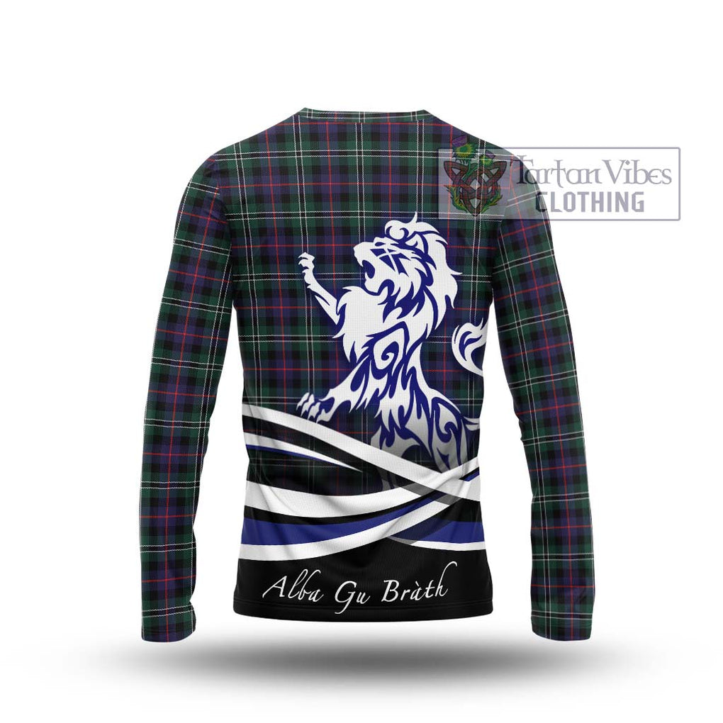 Rose Hunting Modern Tartan Long Sleeve T-Shirt with Alba Gu Brath Regal Lion Emblem - Tartanvibesclothing Shop