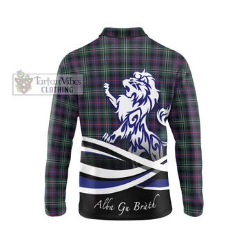 Rose Hunting Modern Tartan Long Sleeve Polo Shirt with Alba Gu Brath Regal Lion Emblem