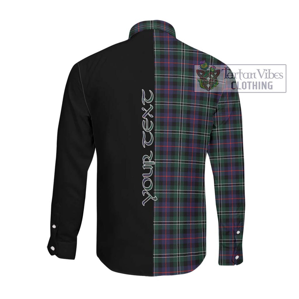 Rose Hunting Modern Tartan Long Sleeve Button Shirt with Family Crest and Half Of Me Style Men's Shirt - Tartanvibesclothing Shop