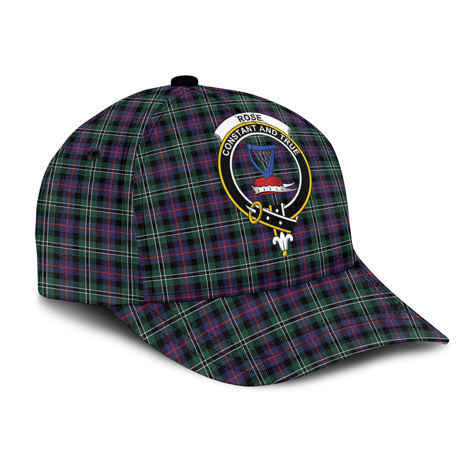 rose-hunting-modern-tartan-classic-cap-with-family-crest