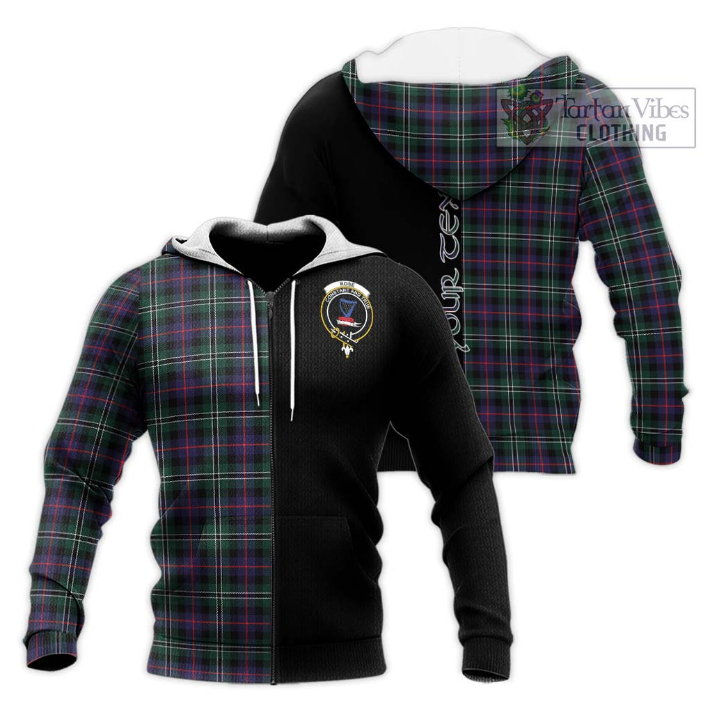 Rose Hunting Modern Tartan Knitted Hoodie with Family Crest and Half Of Me Style Unisex Knitted Zip Hoodie - Tartanvibesclothing Shop