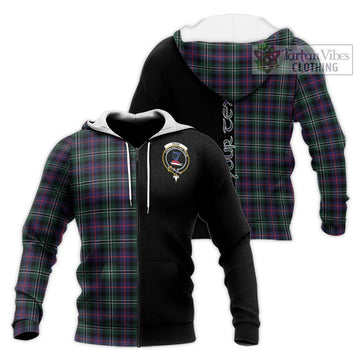 Rose Hunting Modern Tartan Knitted Hoodie with Family Crest and Half Of Me Style