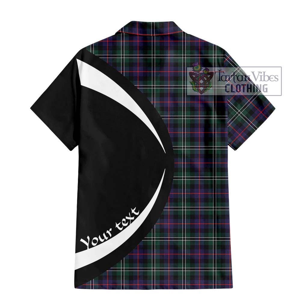 Rose Hunting Modern Tartan Short Sleeve Button Up with Family Crest Circle Style - Tartan Vibes Clothing