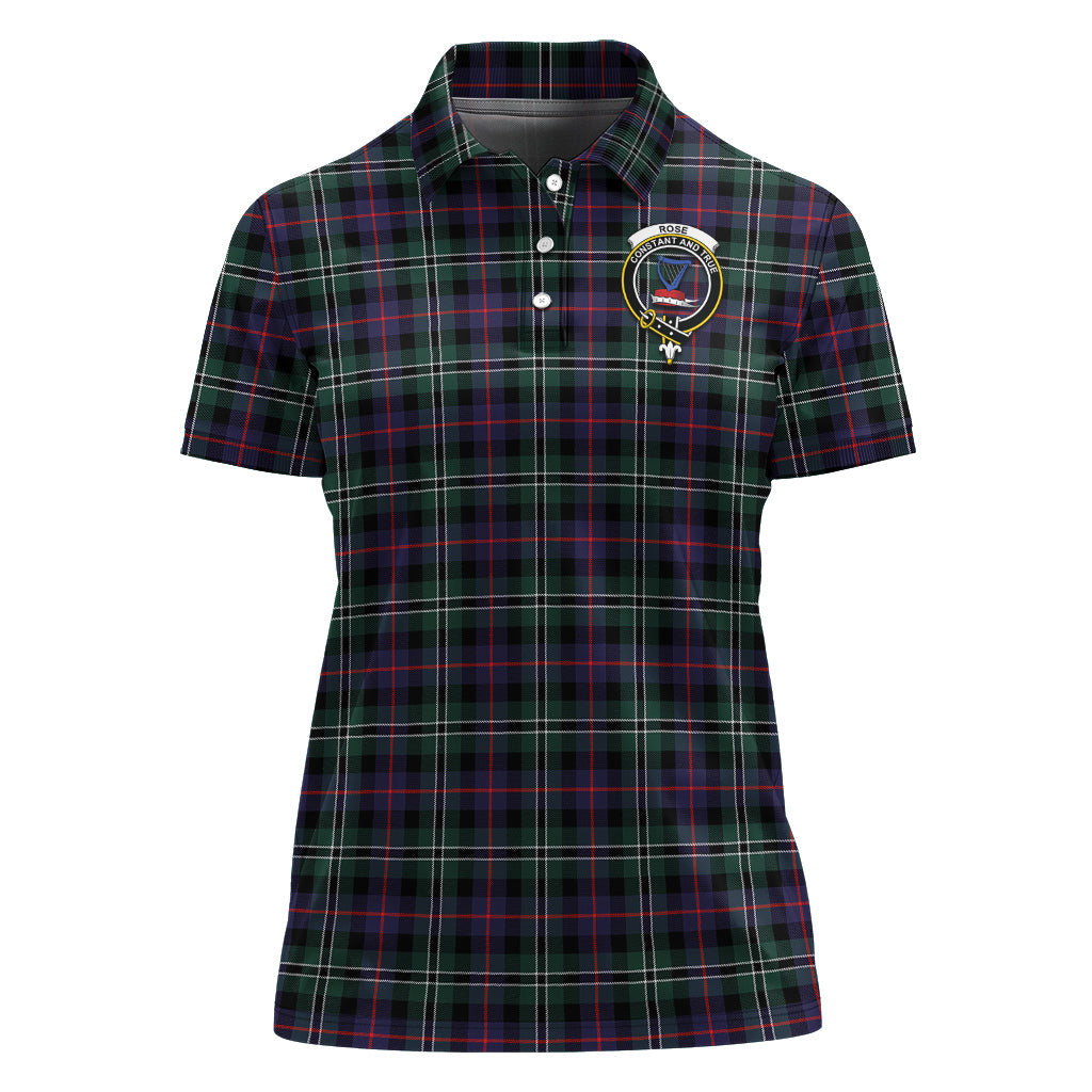 Rose Hunting Modern Tartan Polo Shirt with Family Crest For Women - Tartan Vibes Clothing