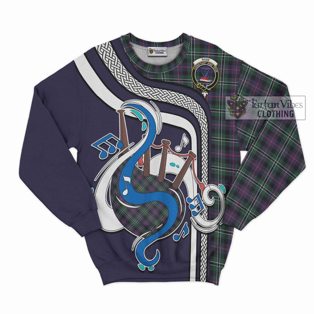 Tartan Vibes Clothing Rose Hunting Modern Tartan Sweatshirt with Epic Bagpipe Style