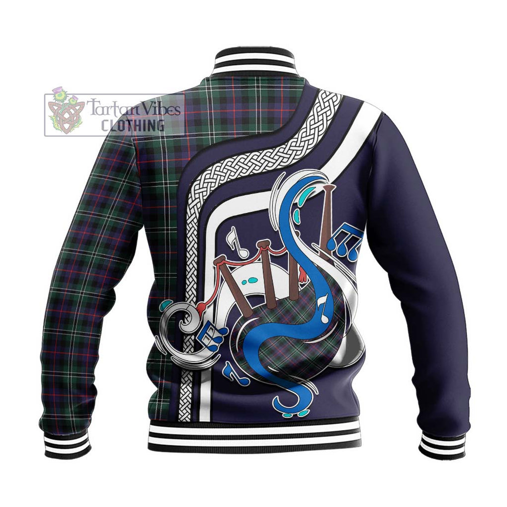 Tartan Vibes Clothing Rose Hunting Modern Tartan Baseball Jacket with Epic Bagpipe Style