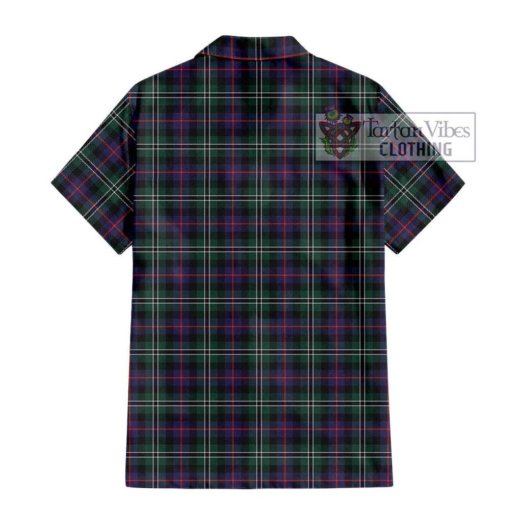 Rose Hunting Modern Tartan Short Sleeve Button Shirt with Family Crest DNA In Me Style - Tartanvibesclothing Shop