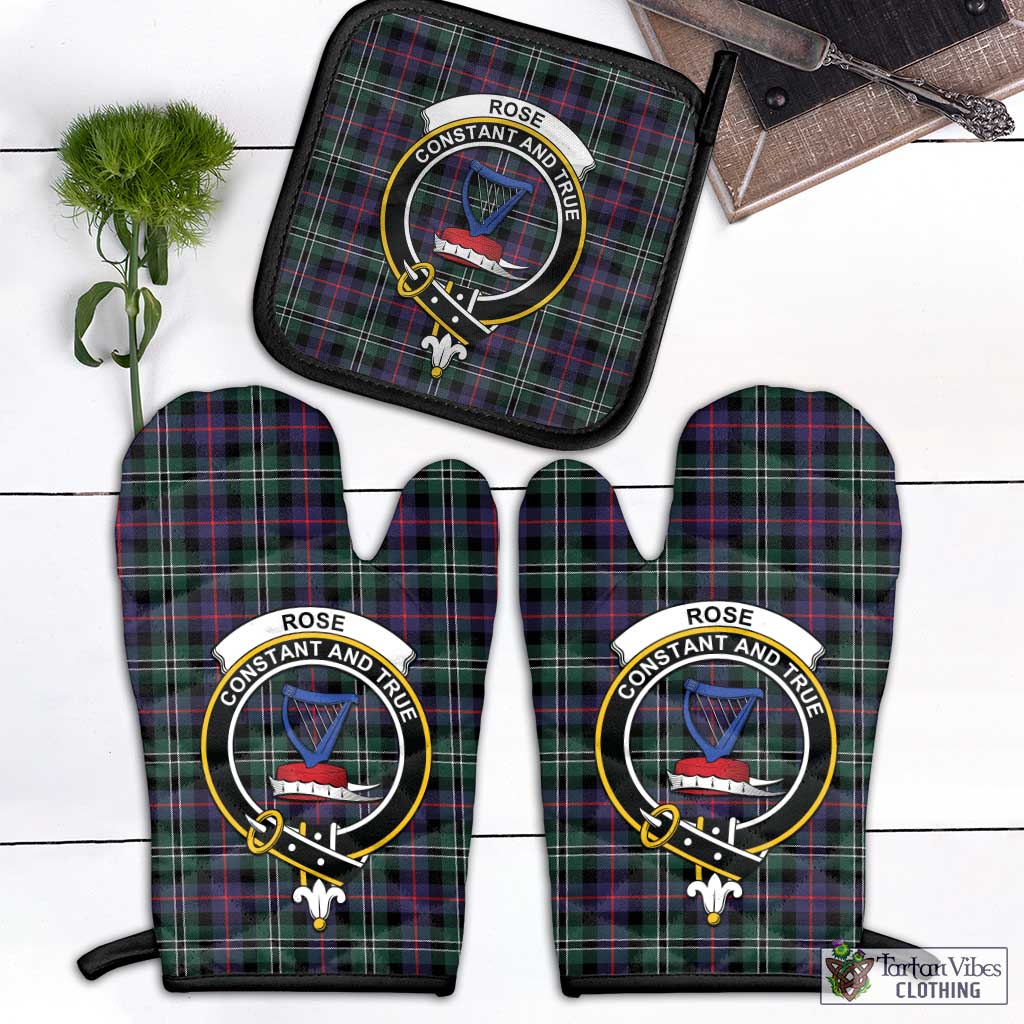 Tartan Vibes Clothing Rose Hunting Modern Tartan Combo Oven Mitt & Pot-Holder with Family Crest