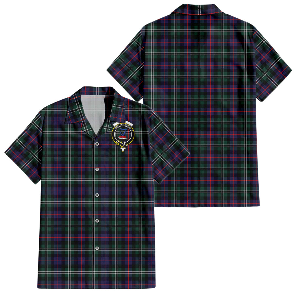 rose-hunting-modern-tartan-short-sleeve-button-down-shirt-with-family-crest