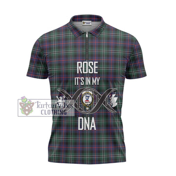 Rose Hunting Modern Tartan Zipper Polo Shirt with Family Crest DNA In Me Style