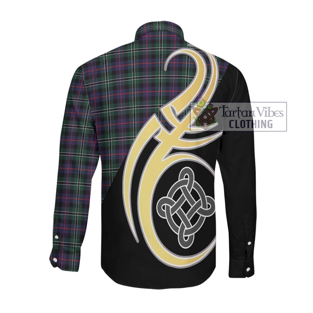 Rose Hunting Modern Tartan Long Sleeve Button Shirt with Family Crest and Celtic Symbol Style Men's Shirt - Tartan Vibes Clothing