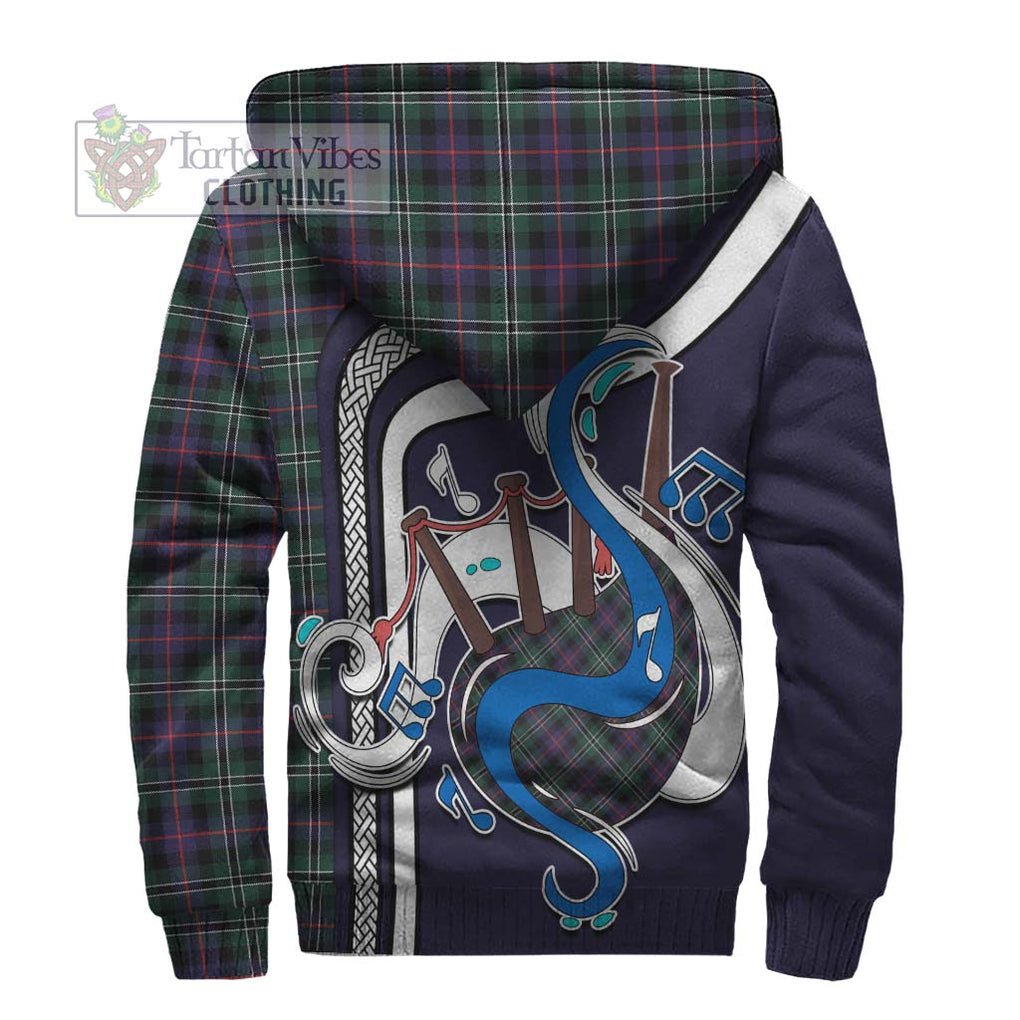 Rose Hunting Modern Tartan Sherpa Hoodie with Epic Bagpipe Style - Tartanvibesclothing Shop