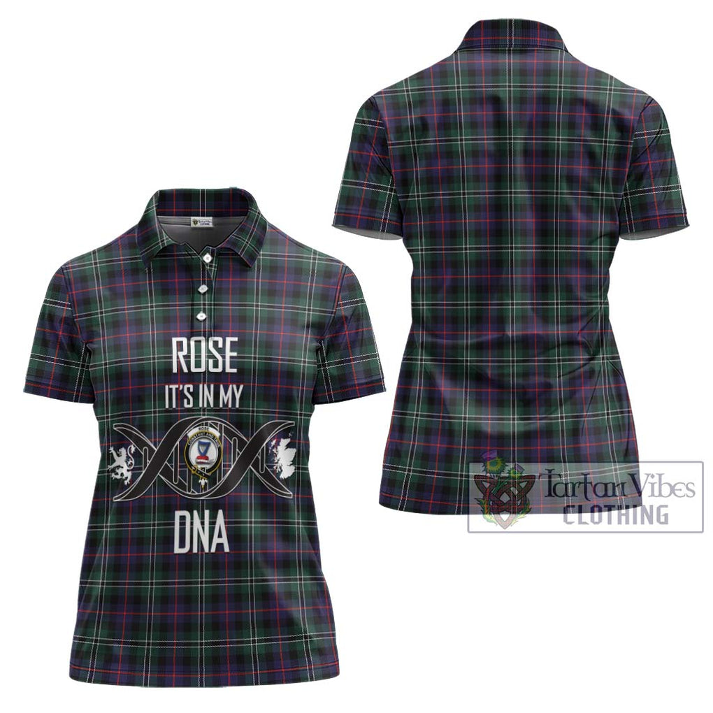 Rose Hunting Modern Tartan Women's Polo Shirt with Family Crest DNA In Me Style - Tartanvibesclothing Shop