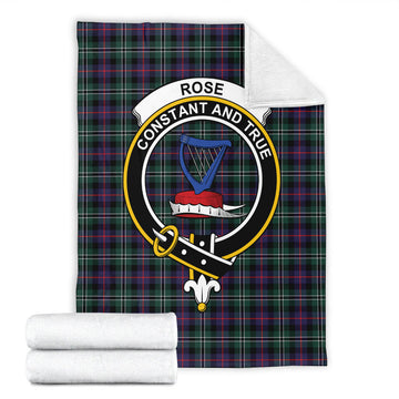 Rose Hunting Modern Tartan Blanket with Family Crest