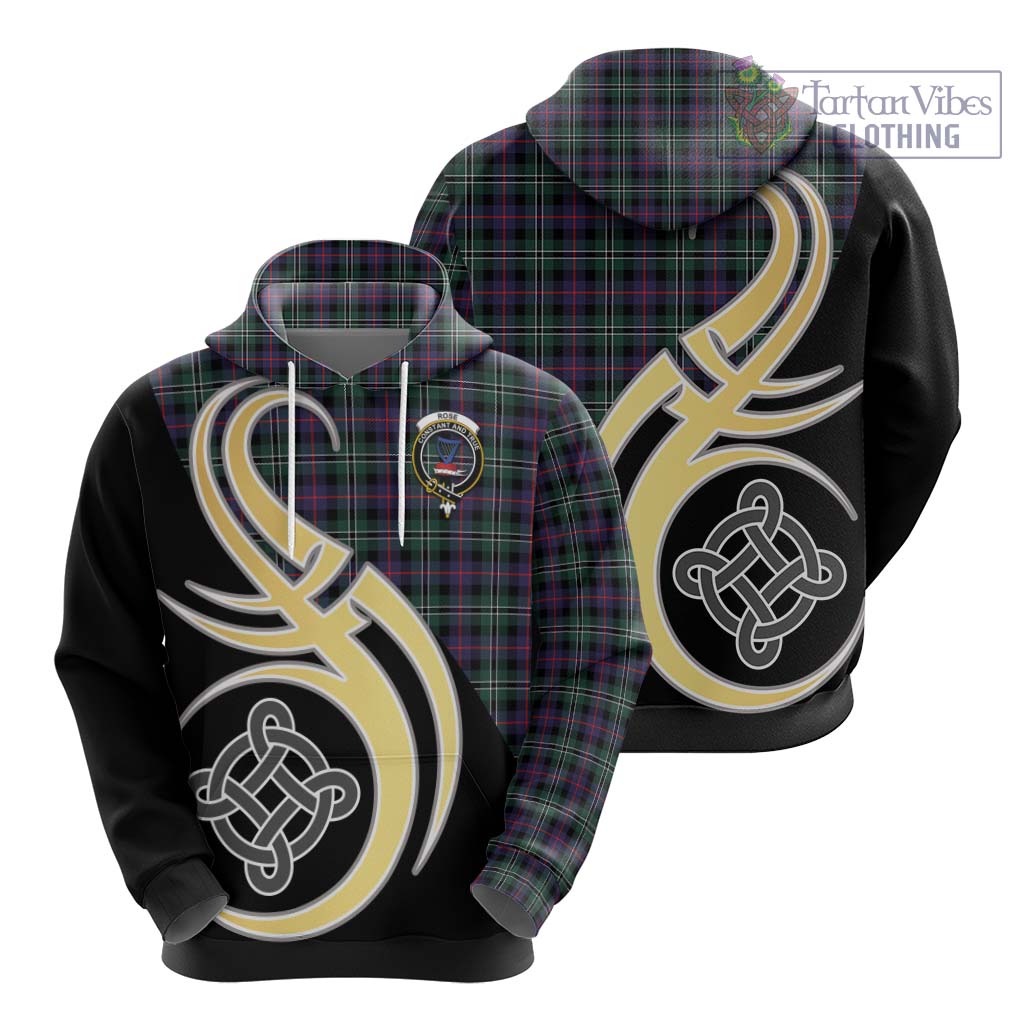 Rose Hunting Modern Tartan Hoodie with Family Crest and Celtic Symbol Style - Tartan Vibes Clothing