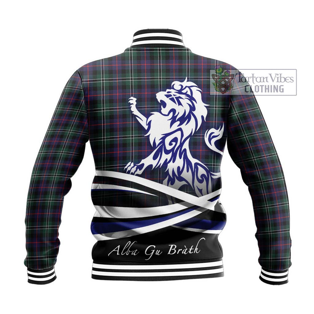 Rose Hunting Modern Tartan Baseball Jacket with Alba Gu Brath Regal Lion Emblem - Tartanvibesclothing Shop