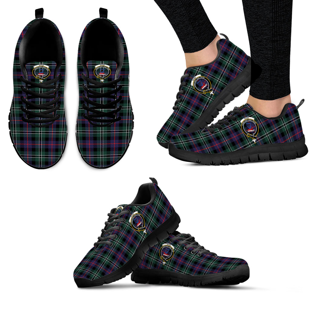 Rose Hunting Modern Tartan Sneakers with Family Crest - Tartan Vibes Clothing