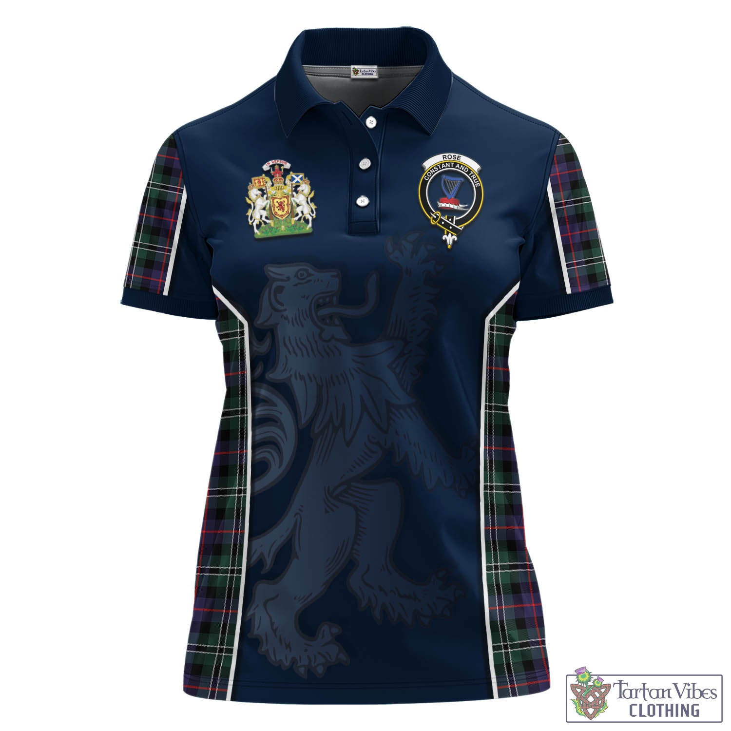 Rose Hunting Modern Tartan Women's Polo Shirt with Family Crest and Lion Rampant Vibes Sport Style - Tartan Vibes Clothing