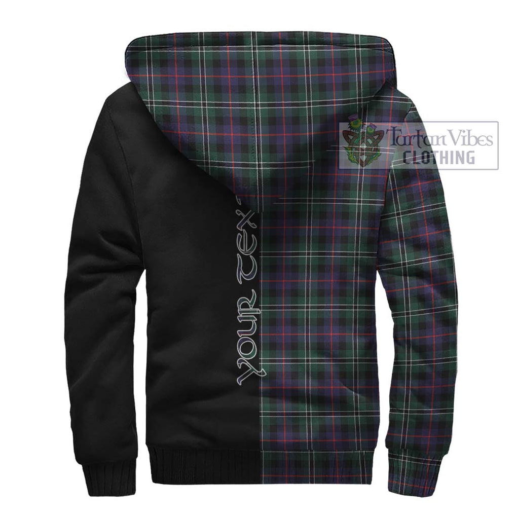 Rose Hunting Modern Tartan Sherpa Hoodie with Family Crest and Half Of Me Style - Tartanvibesclothing Shop