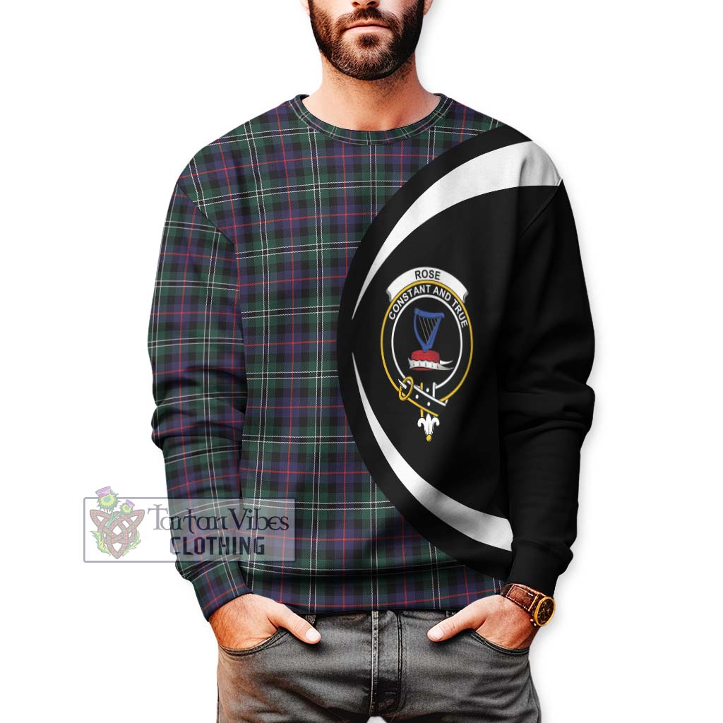 Rose Hunting Modern Tartan Sweatshirt with Family Crest Circle Style - Tartan Vibes Clothing