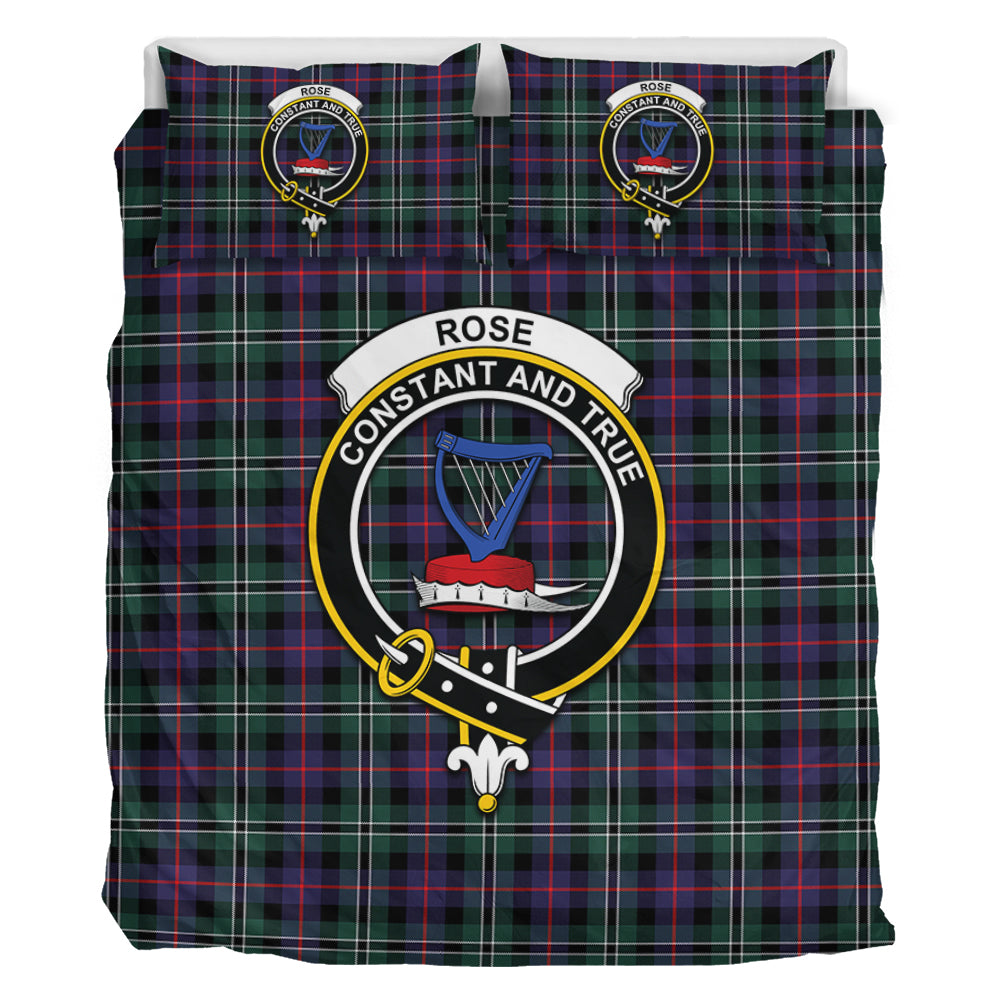 Rose Hunting Modern Tartan Bedding Set with Family Crest - Tartan Vibes Clothing