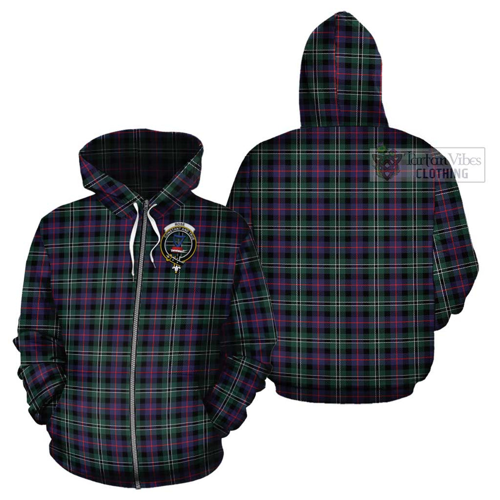 Rose Hunting Modern Tartan Cotton Hoodie with Family Crest Zip Hoodie - Tartan Vibes Clothing