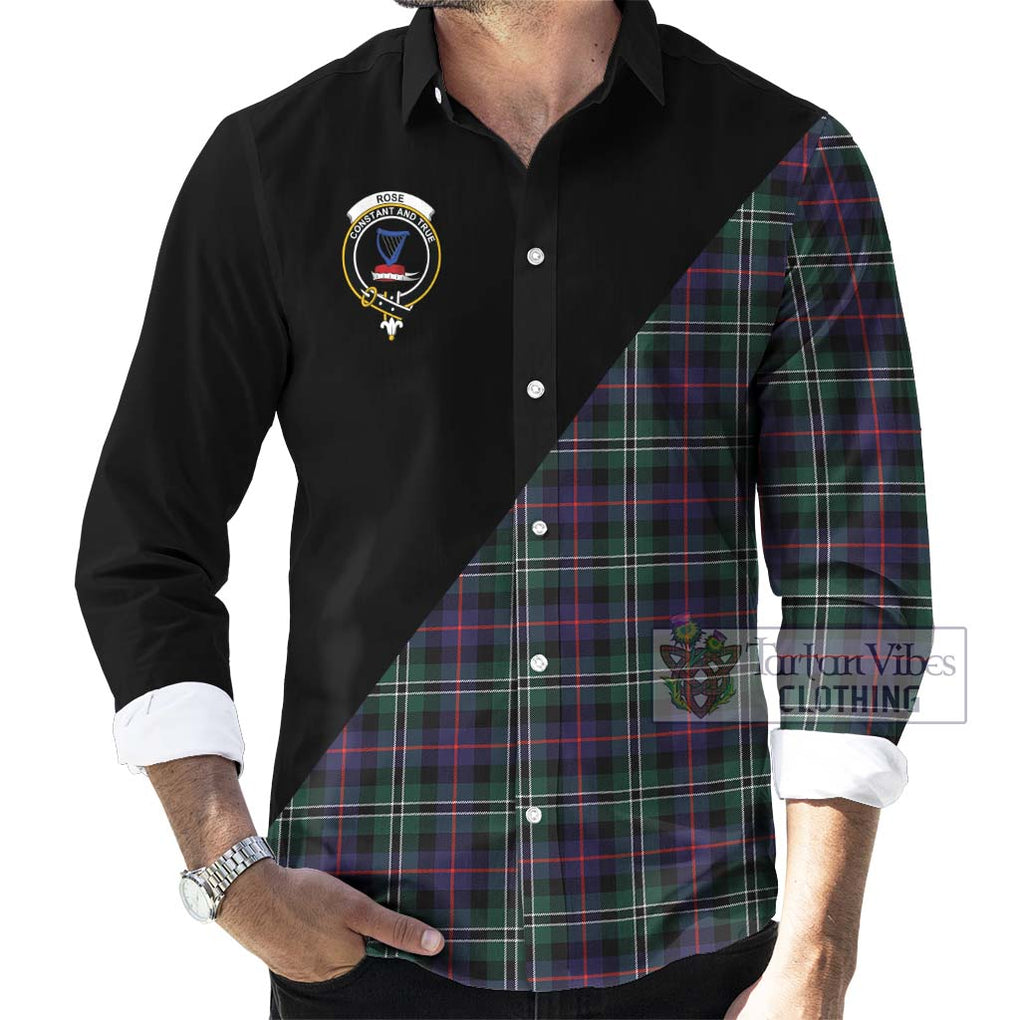 Rose Hunting Modern Tartan Long Sleeve Button Shirt with Family Crest and Military Logo Style - Tartanvibesclothing Shop