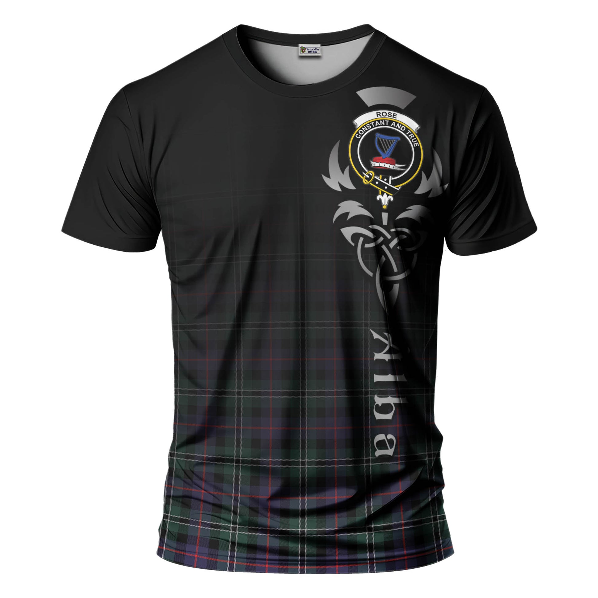 Tartan Vibes Clothing Rose Hunting Modern Tartan T-Shirt Featuring Alba Gu Brath Family Crest Celtic Inspired