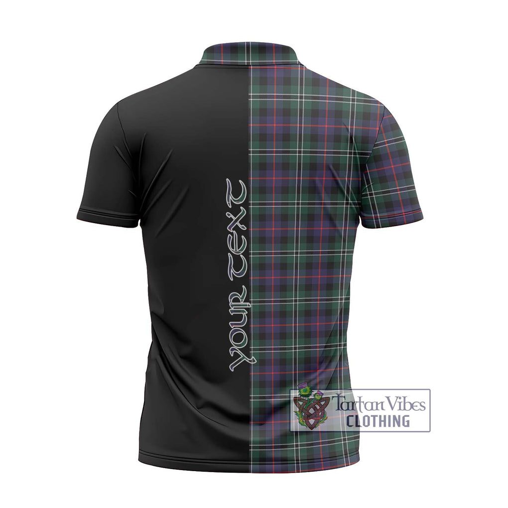 Rose Hunting Modern Tartan Zipper Polo Shirt with Family Crest and Half Of Me Style - Tartanvibesclothing Shop