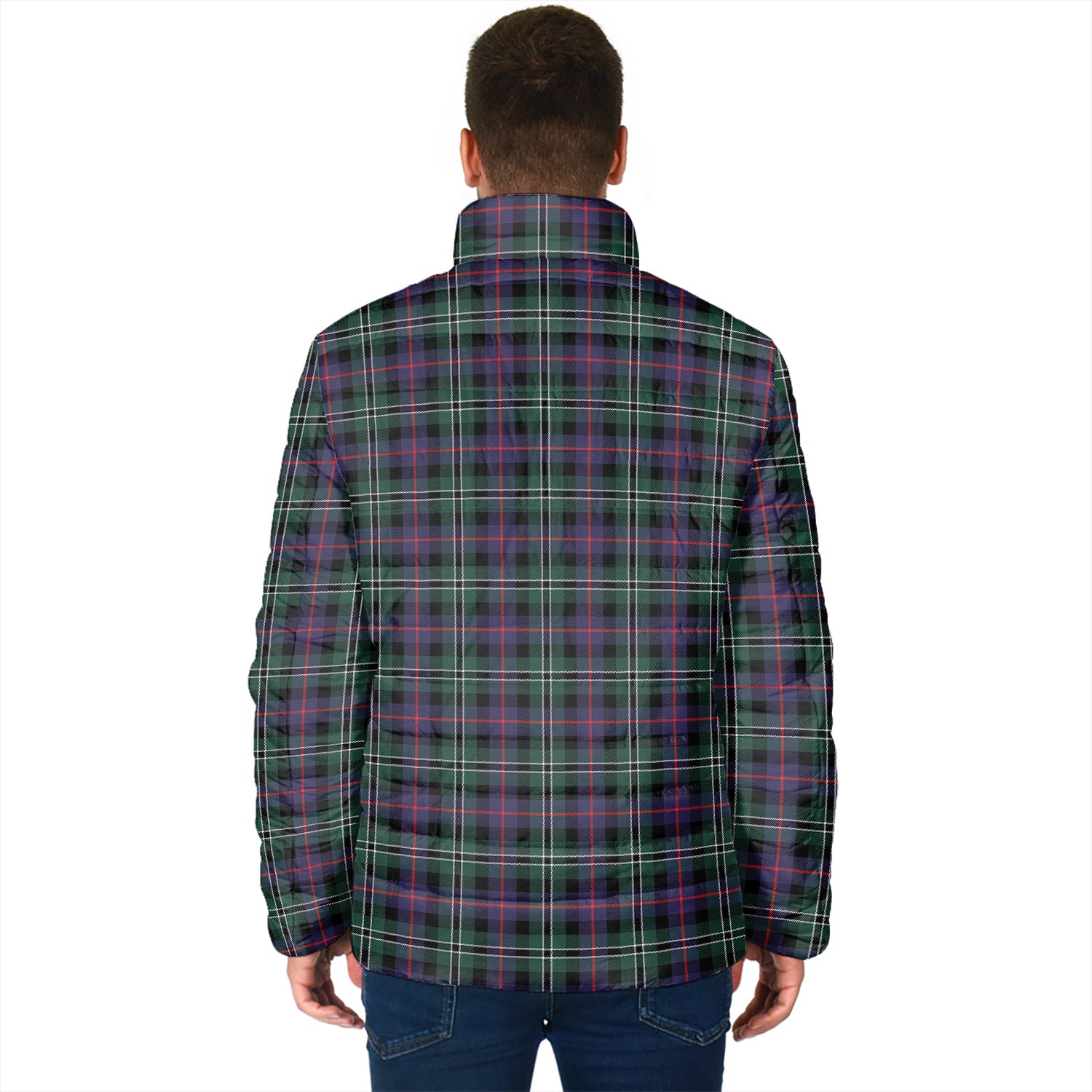 Rose Hunting Modern Tartan Padded Jacket with Family Crest - Tartan Vibes Clothing