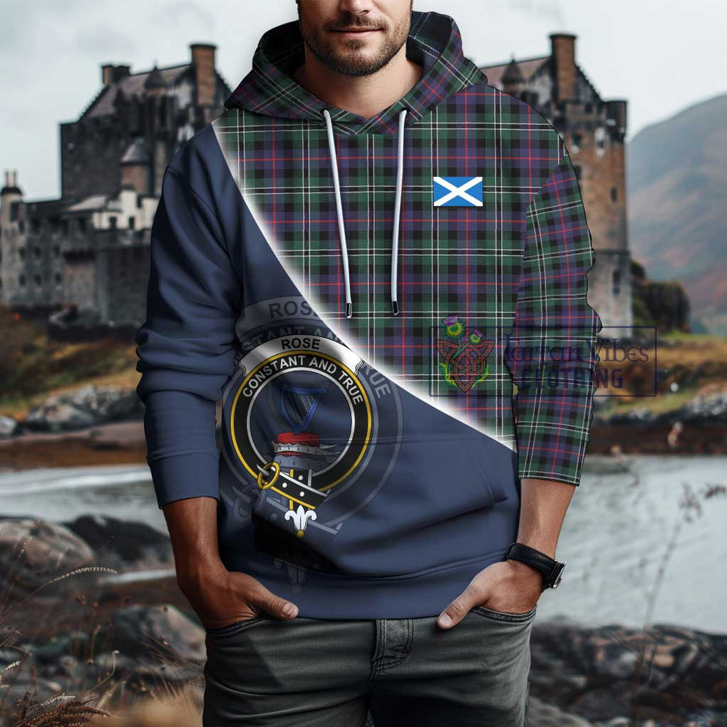 Rose Hunting Modern Tartan Hoodie with Personalised National Flag and Family Crest Half Style - Tartanvibesclothing Shop