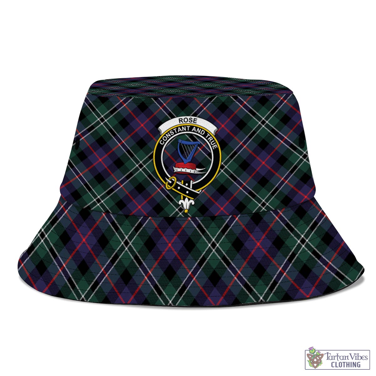 Tartan Vibes Clothing Rose Hunting Modern Tartan Bucket Hat with Family Crest