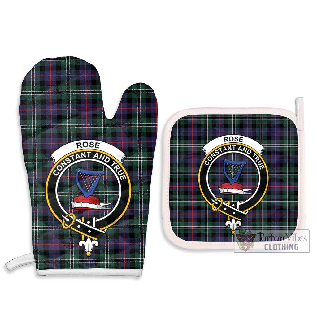 Tartan Vibes Clothing Rose Hunting Modern Tartan Combo Oven Mitt & Pot-Holder with Family Crest