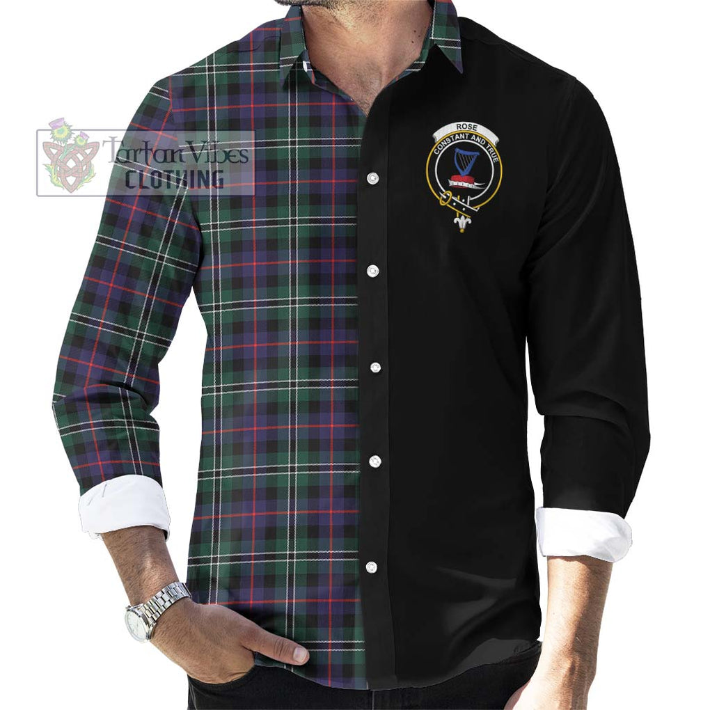 Rose Hunting Modern Tartan Long Sleeve Button Shirt with Family Crest and Half Of Me Style - Tartanvibesclothing Shop