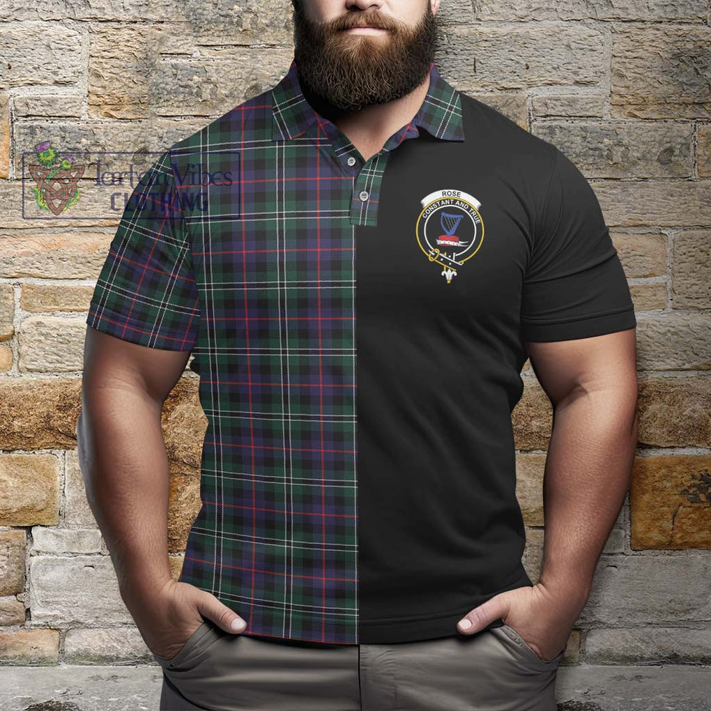 Rose Hunting Modern Tartan Polo Shirt with Family Crest and Half Of Me Style - Tartanvibesclothing Shop