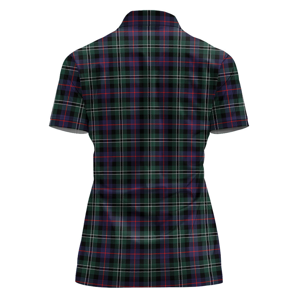 Rose Hunting Modern Tartan Polo Shirt with Family Crest For Women - Tartan Vibes Clothing