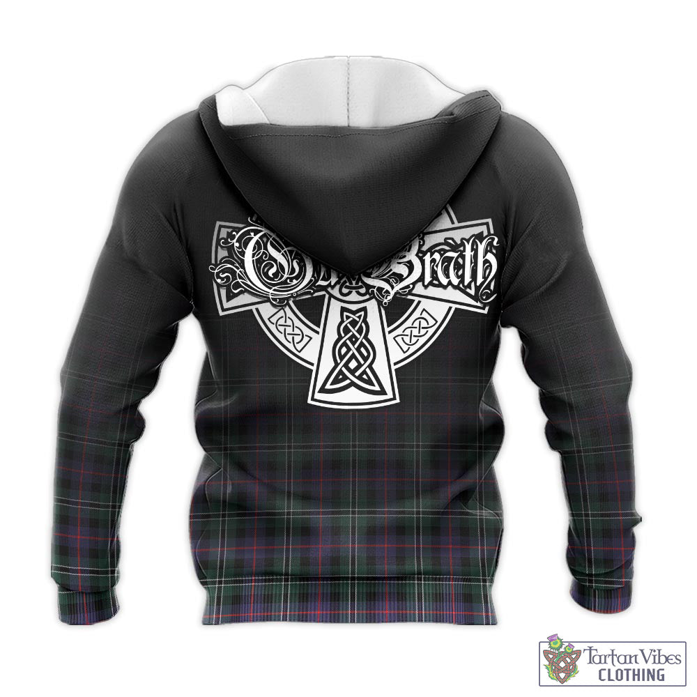 Tartan Vibes Clothing Rose Hunting Modern Tartan Knitted Hoodie Featuring Alba Gu Brath Family Crest Celtic Inspired