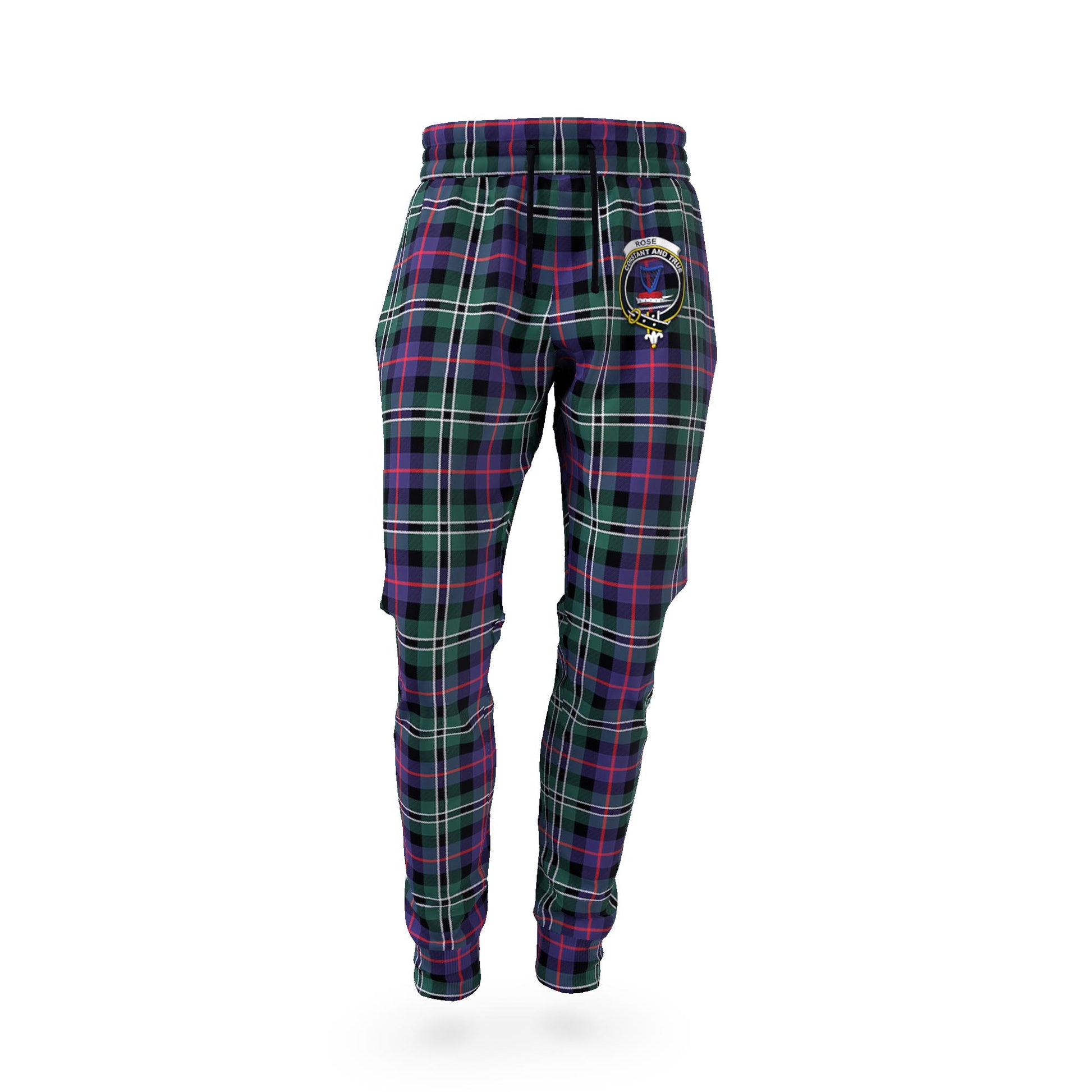 Rose Hunting Modern Tartan Joggers Pants with Family Crest - Tartanvibesclothing Shop