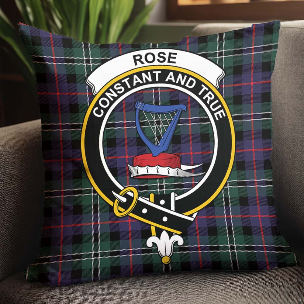 Rose Hunting Modern Tartan Pillow Cover with Family Crest - Tartanvibesclothing