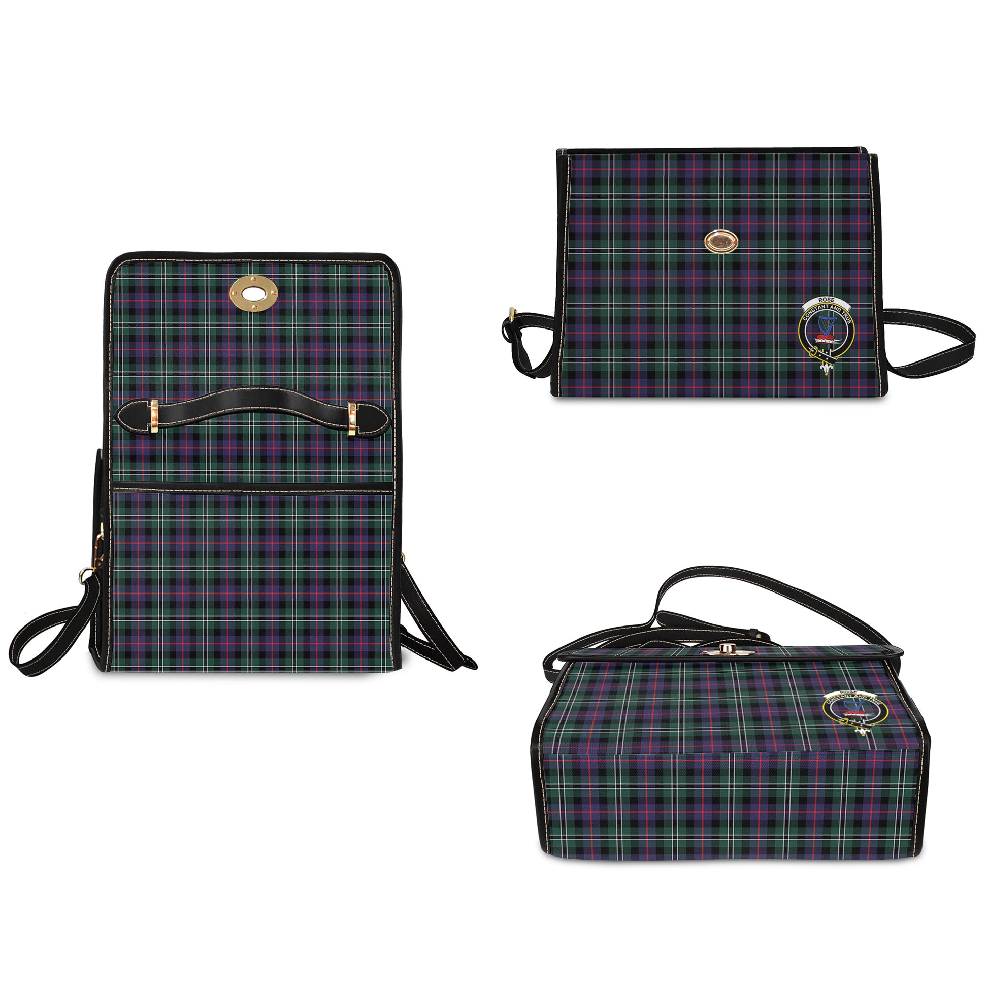 rose-hunting-modern-tartan-leather-strap-waterproof-canvas-bag-with-family-crest