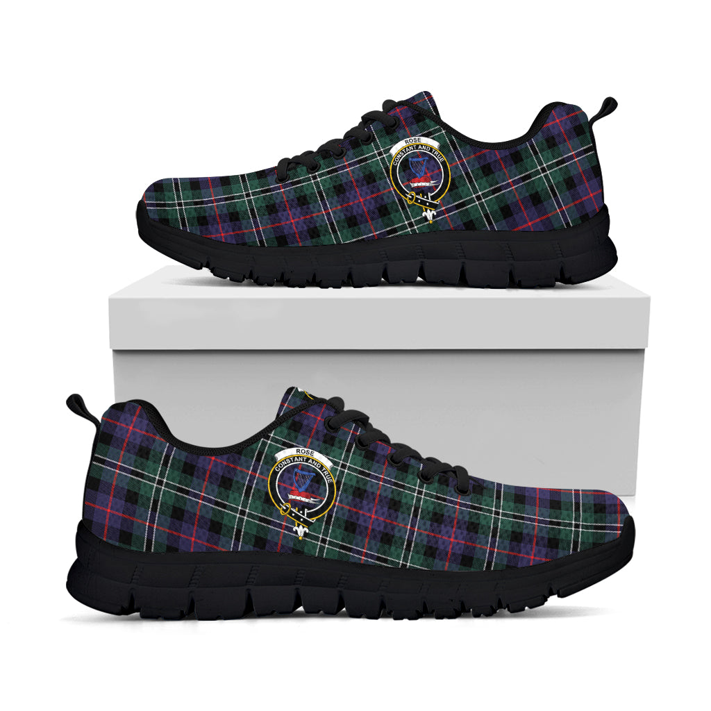 Rose Hunting Modern Tartan Sneakers with Family Crest - Tartan Vibes Clothing