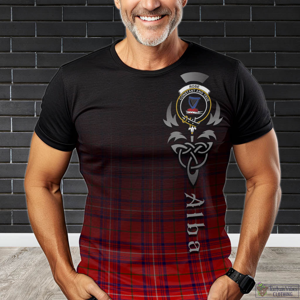 Tartan Vibes Clothing Rose Modern Tartan T-Shirt Featuring Alba Gu Brath Family Crest Celtic Inspired